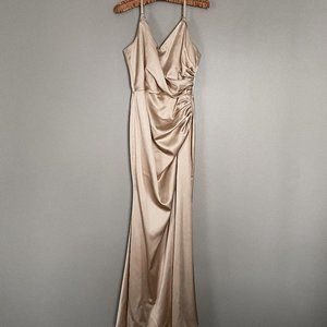 Revelry Satin Rory Bridesmaid Dress in Champagne Gold - Size 6 - Never worn